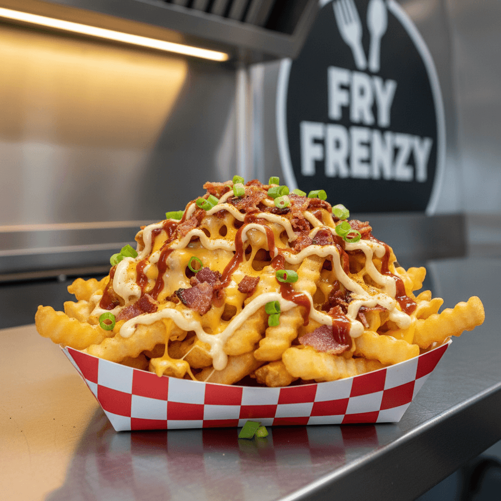 Papas fritas cargadas con queso y toppings