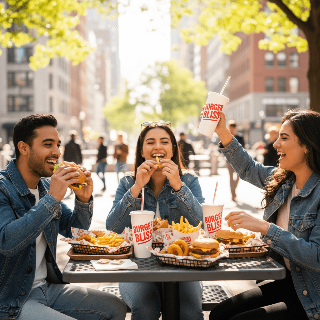 Clientes disfrutando de la comida rápida en Quillota