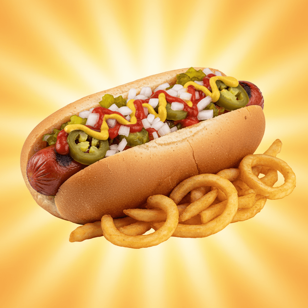 Hot dog clásico con condimentos caseros